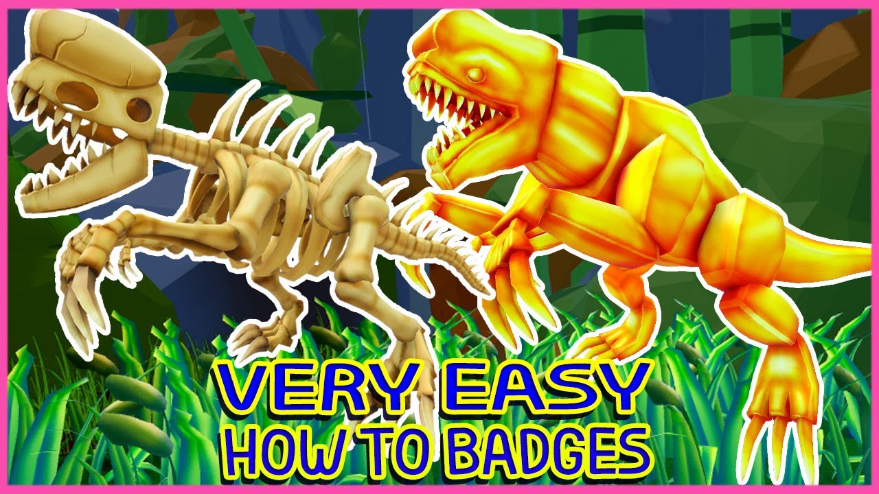 Roblox  Update - How to get D-REX Gold And D-REX Fossil Badges in Morph World [DINO FOSSIL HUNT]