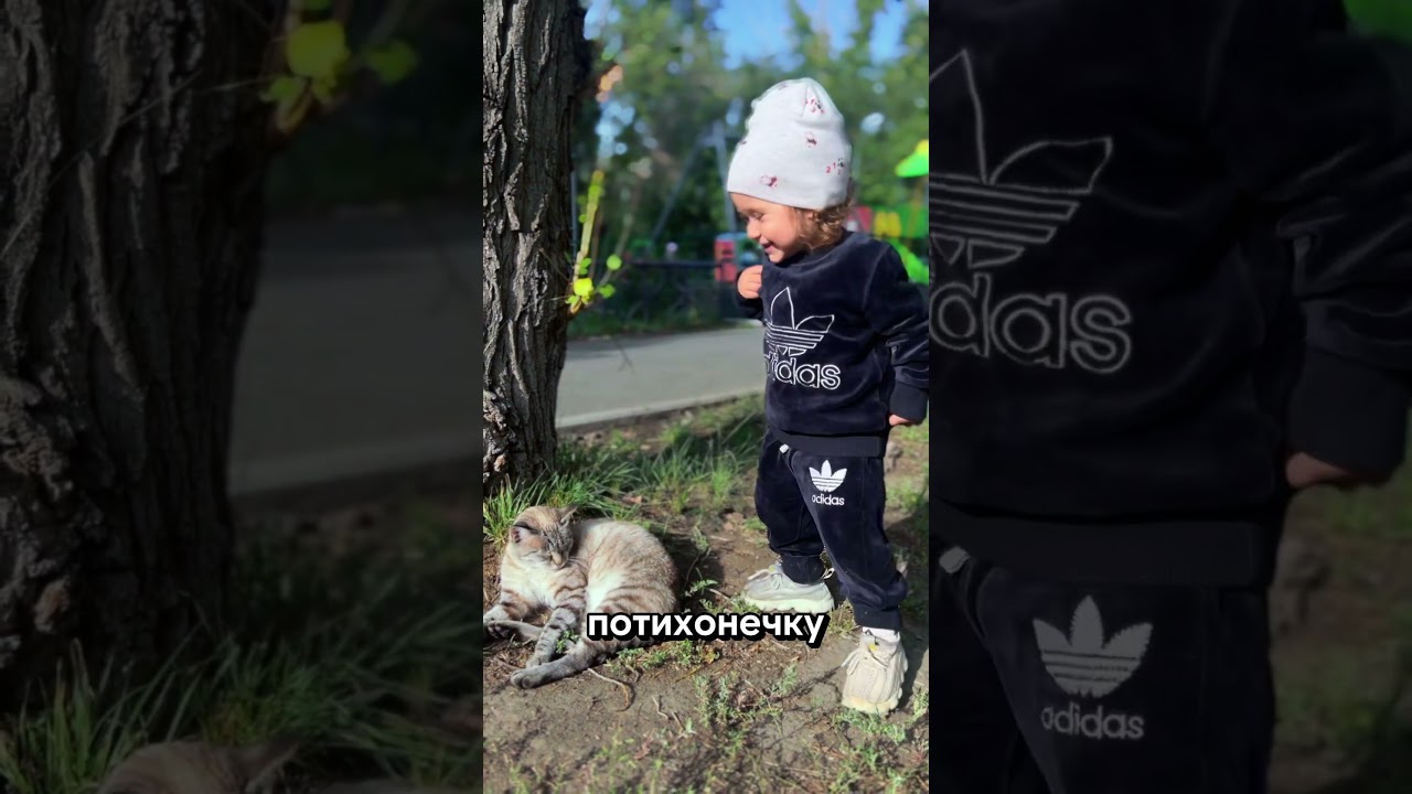 Мишель и ее подружка кисуля😍 #малыш #дети #baby #сребенком #киса #животные
