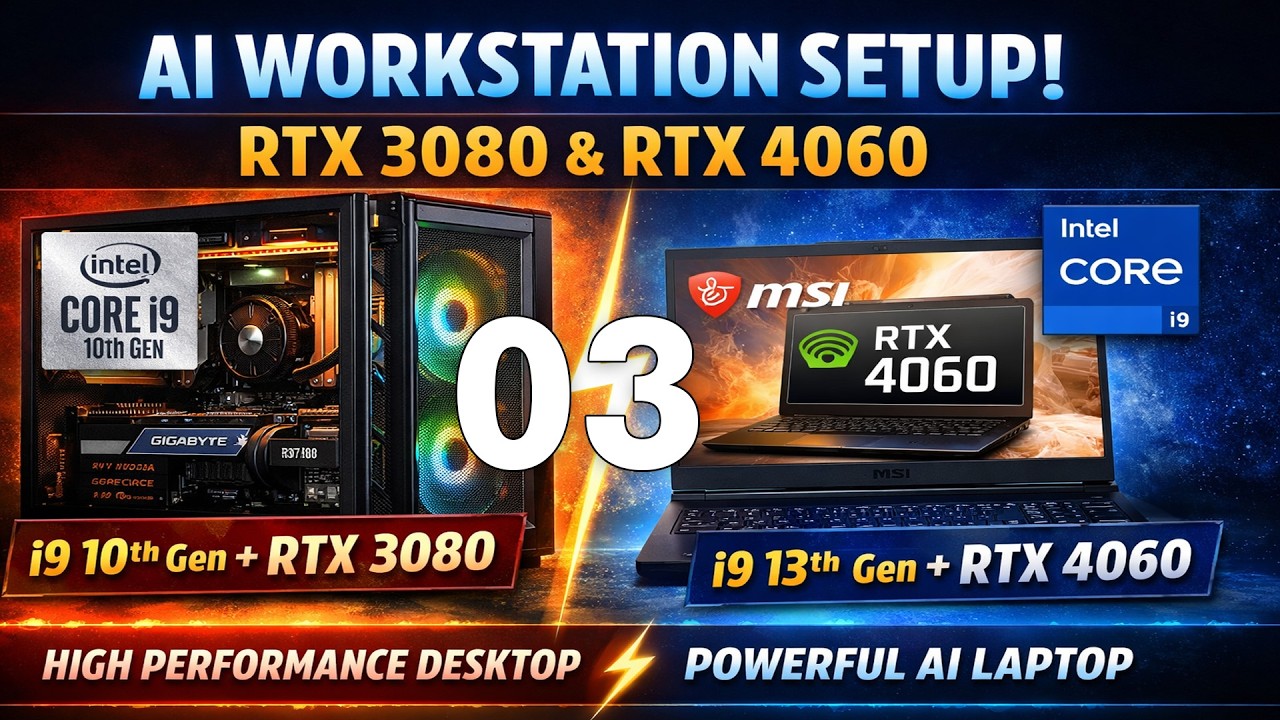 03 RTX 3080 AI Workstation Setup (3 Lakh PC) + RTX 4060 Laptop Setup | Best Settings for AI