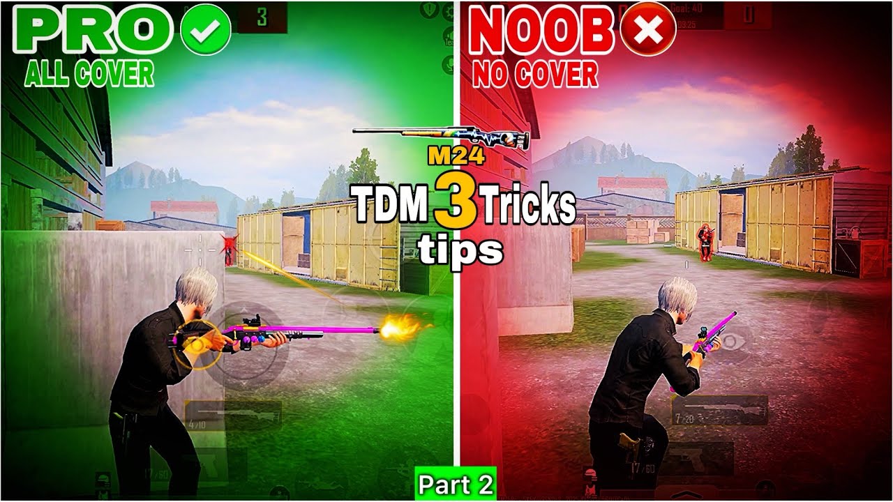 PUBG Mobile Part 2 .Covers tricks TDM M24 Tricks and top 3 tips  noob❌ pro ✅ Trick
