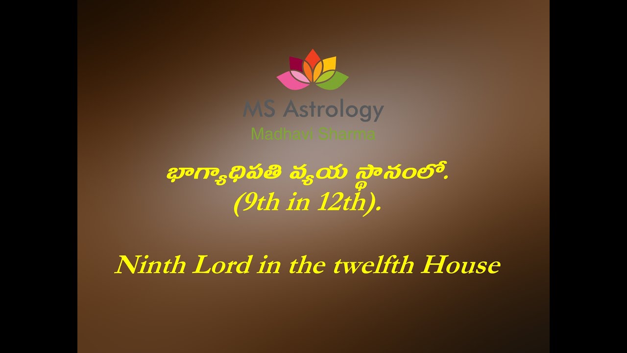 Ninth Lord in the twelfth House. MS Astrology - Vedic Astrology in Telugu Series.