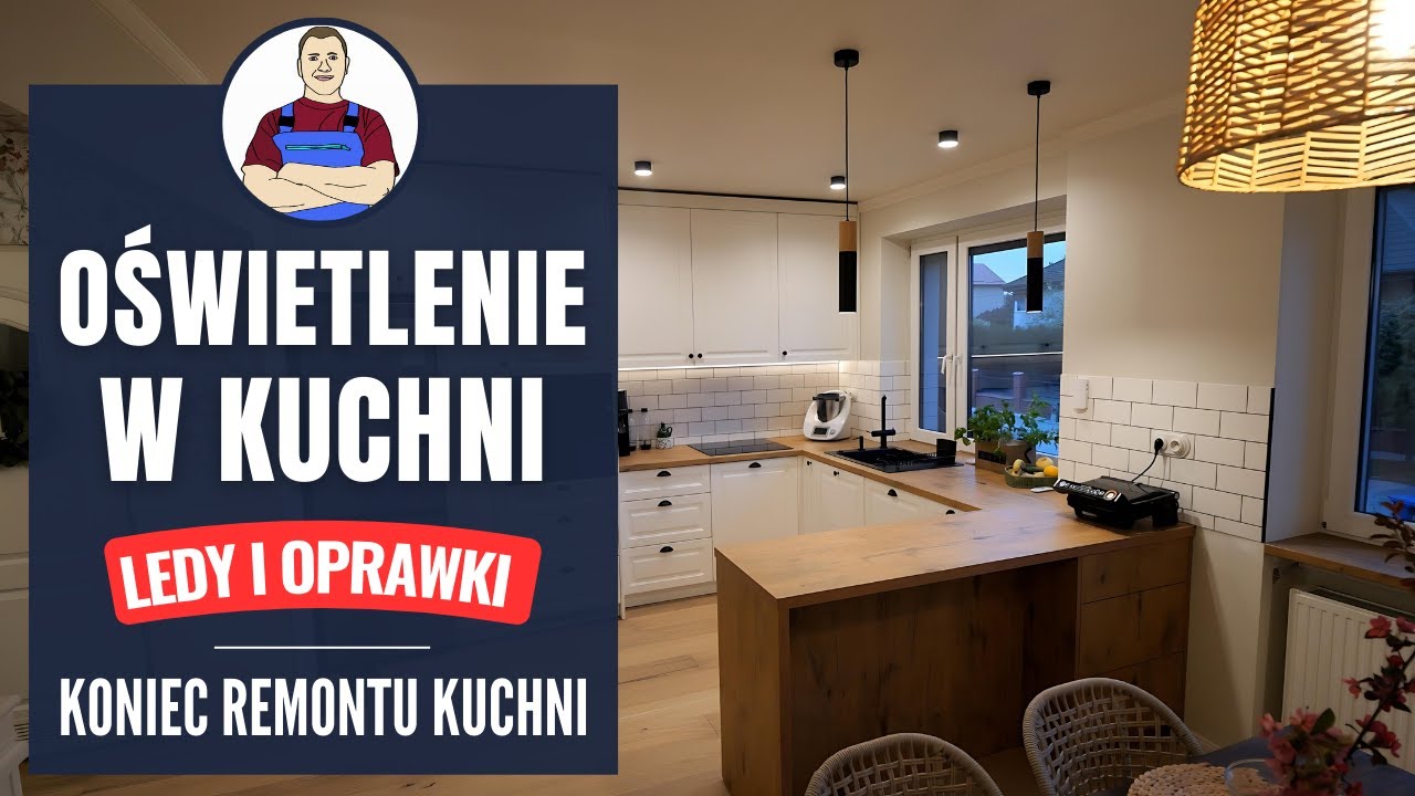 Montaż oprawek, profilu led pod szafkami oraz filtra wody - zakończenie remontu kuchni