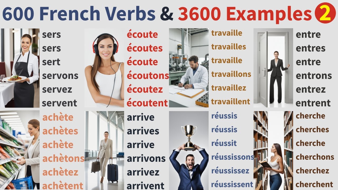 600 French Verbs conjugations & daily Sentence Examples & pictures, conjugaisons des verbes fran&ccedil;ais