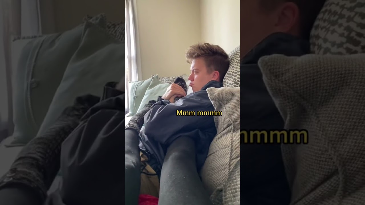 He is SMELLING my FEET!! 