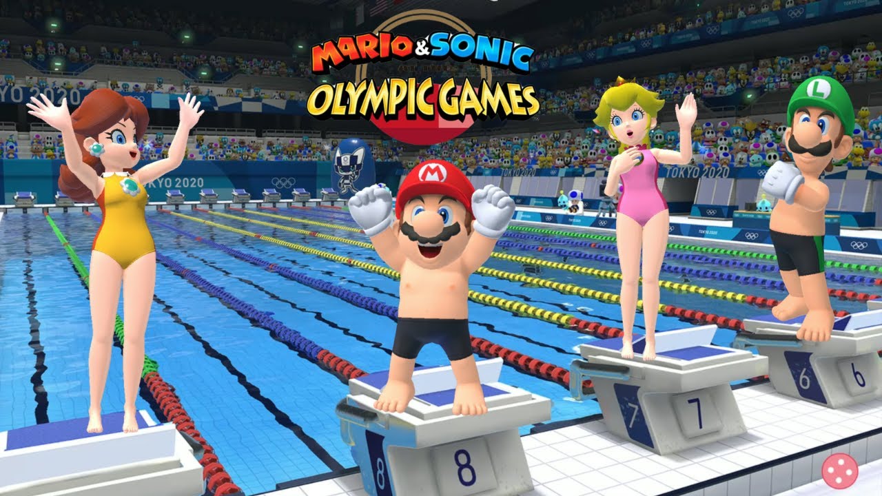 Swimming ( Hard ) Mario & Sonic At The Olympic Games Tokyo 2020 Daisy Bowser Sonic Mario ++ Gameplay