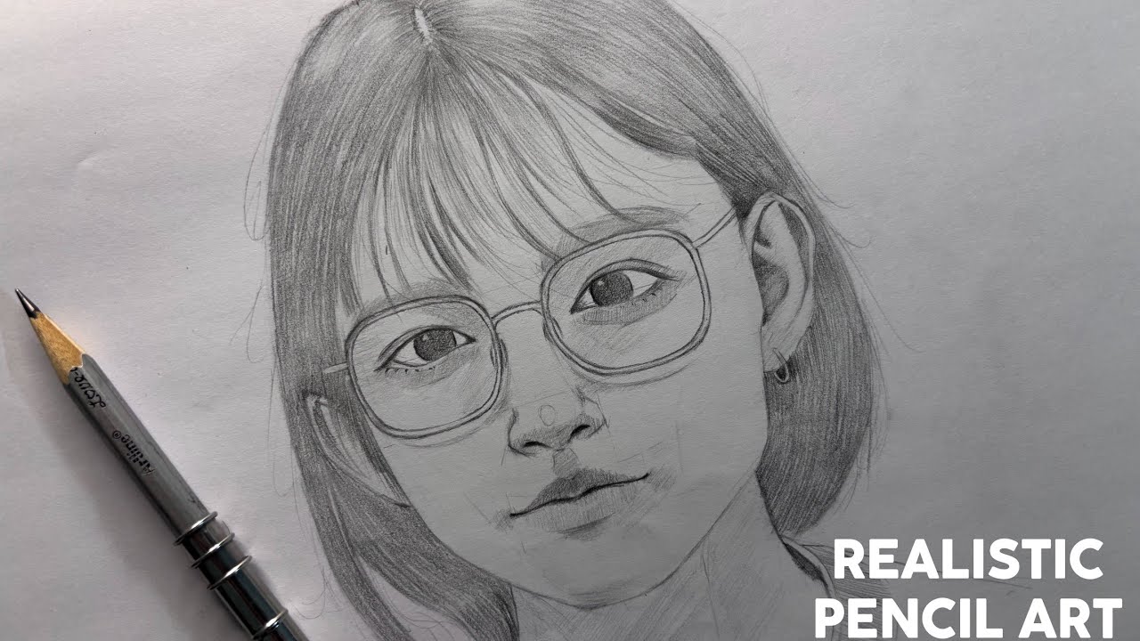 Semi Realistic Pencil Portrait with Glasses | Graphite Drawing