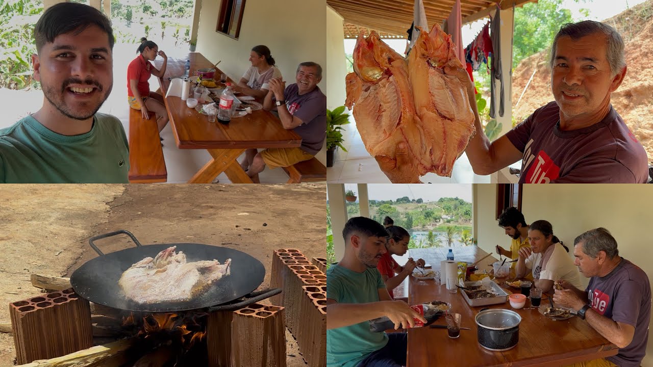 PREPARANDO A TILÁPIA DE 3 kg NO DISCO DE ARADO PELA PRIMEIRA VEZ | EM FAMÍLIA !!! 🤩
