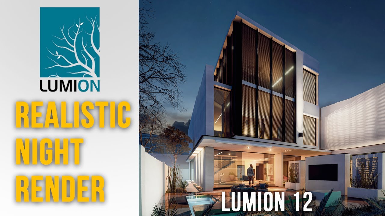 LUMION 12 | REALISTIC NIGHT RENDER TUTORIAL #MESH HOUSE 01 لوميون ريندر