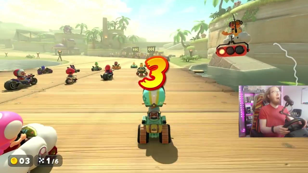 Mario Kart World With A Racing Wheel and Pedals