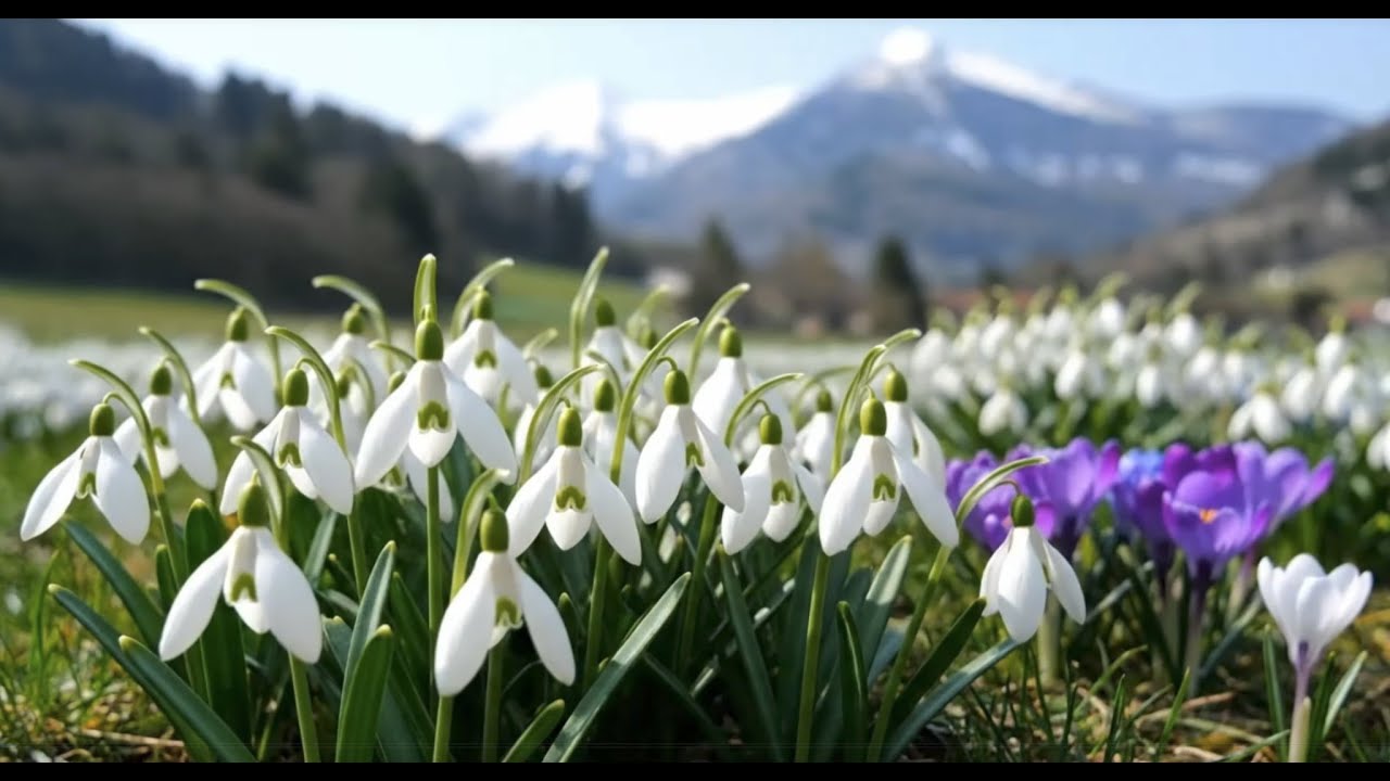 Relaxing Spring Nature 🌸 Snowdrops, Crocuses & Mountain Scenery