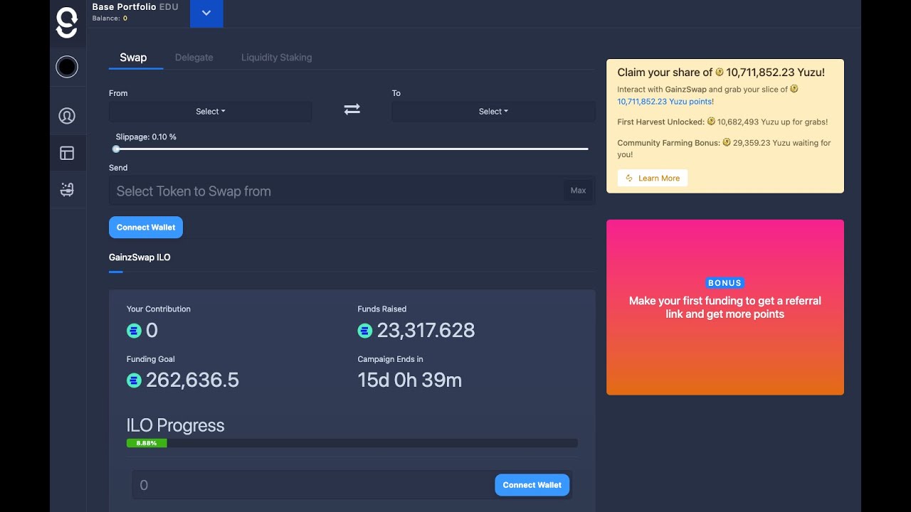 GainzSwap Walkthrough - Explore EDU Chain
