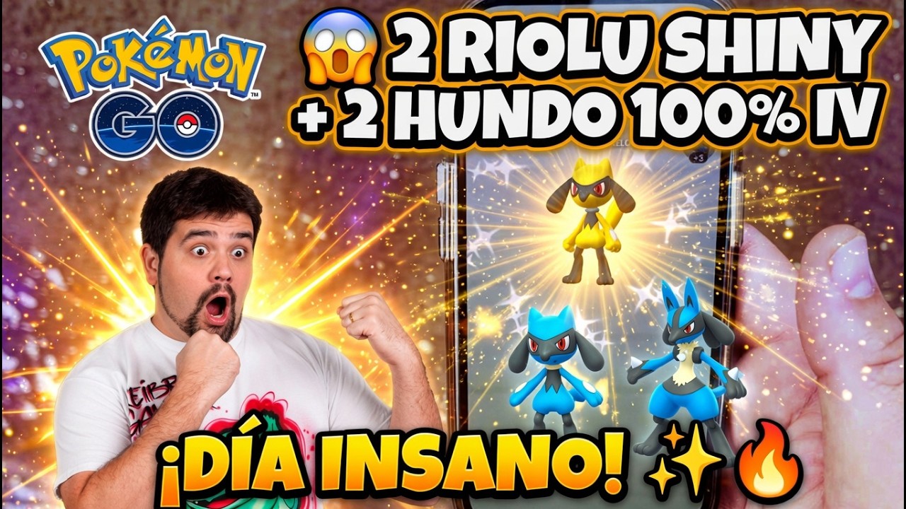 😱 2 RIOLU SHINY + 2 HUNDO 100% IV en Pok&eacute;mon GO&hellip; &iexcl;D&Iacute;A INSANO! ✨🔥