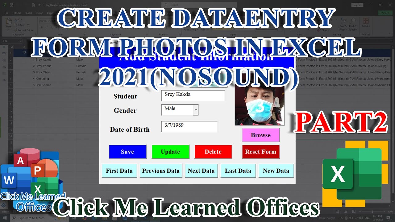#03-Create DataEntry Form Photos in Excel 2021NoSound (Part02) | Clickmelearnedoffices