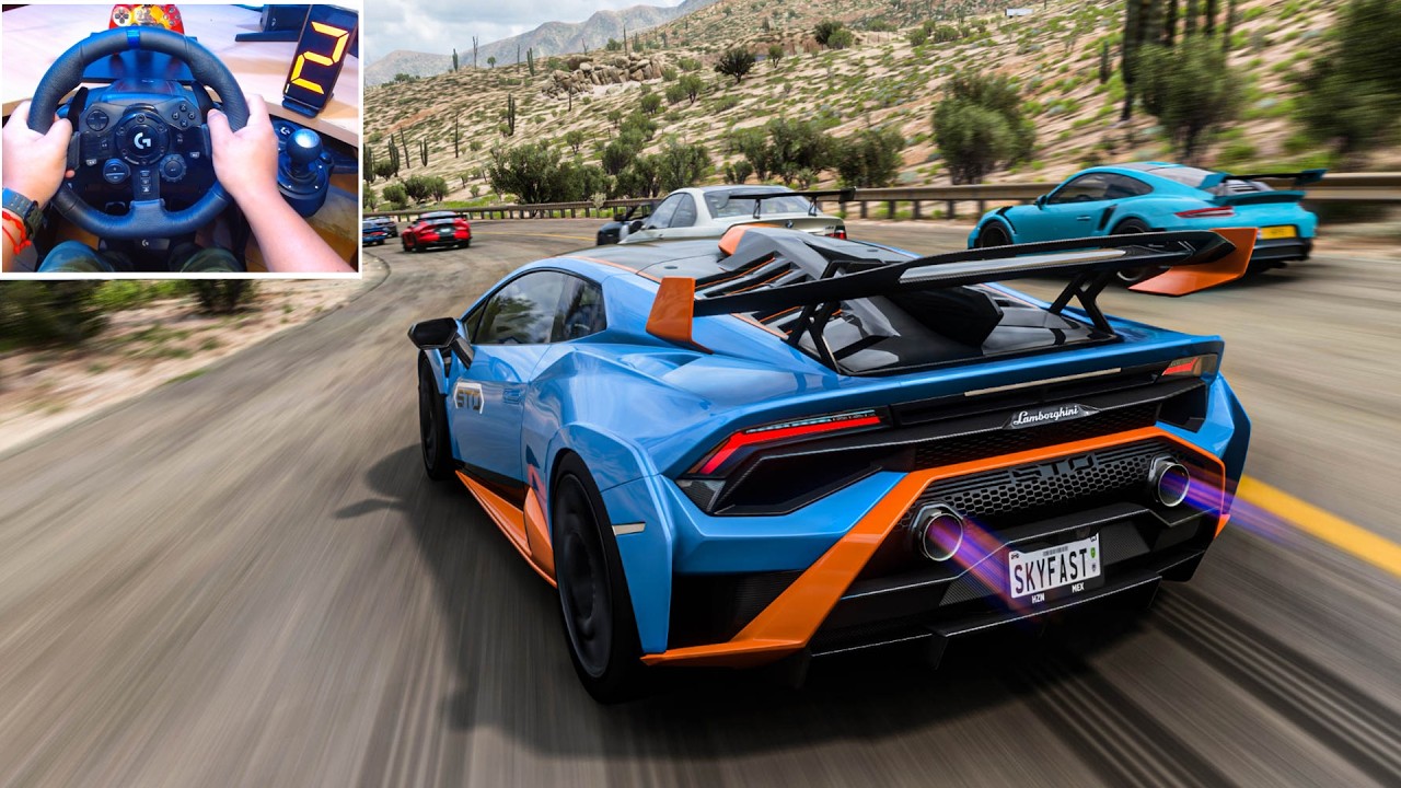 1192HP Lamborghini HURACÁN STO vs  Track toys - Forza Horizon 5 | Logitech G923 Steering Wheel