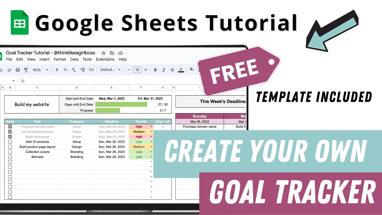 Goal Tracker Google Sheets Tutorial + FREE TEMPLATE