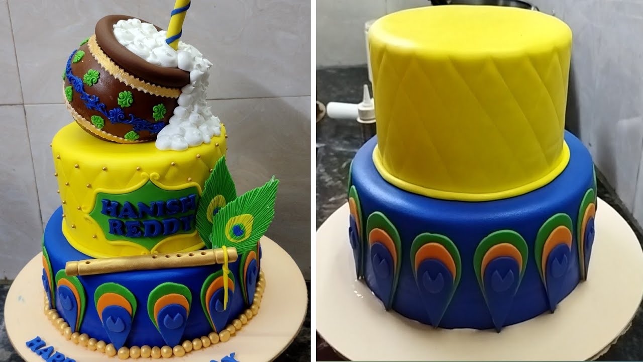 Two Tire Krishna Janmashtami Matka Cake Design |Janmashtami Matka Special Cake |Matka Fondant Cake
