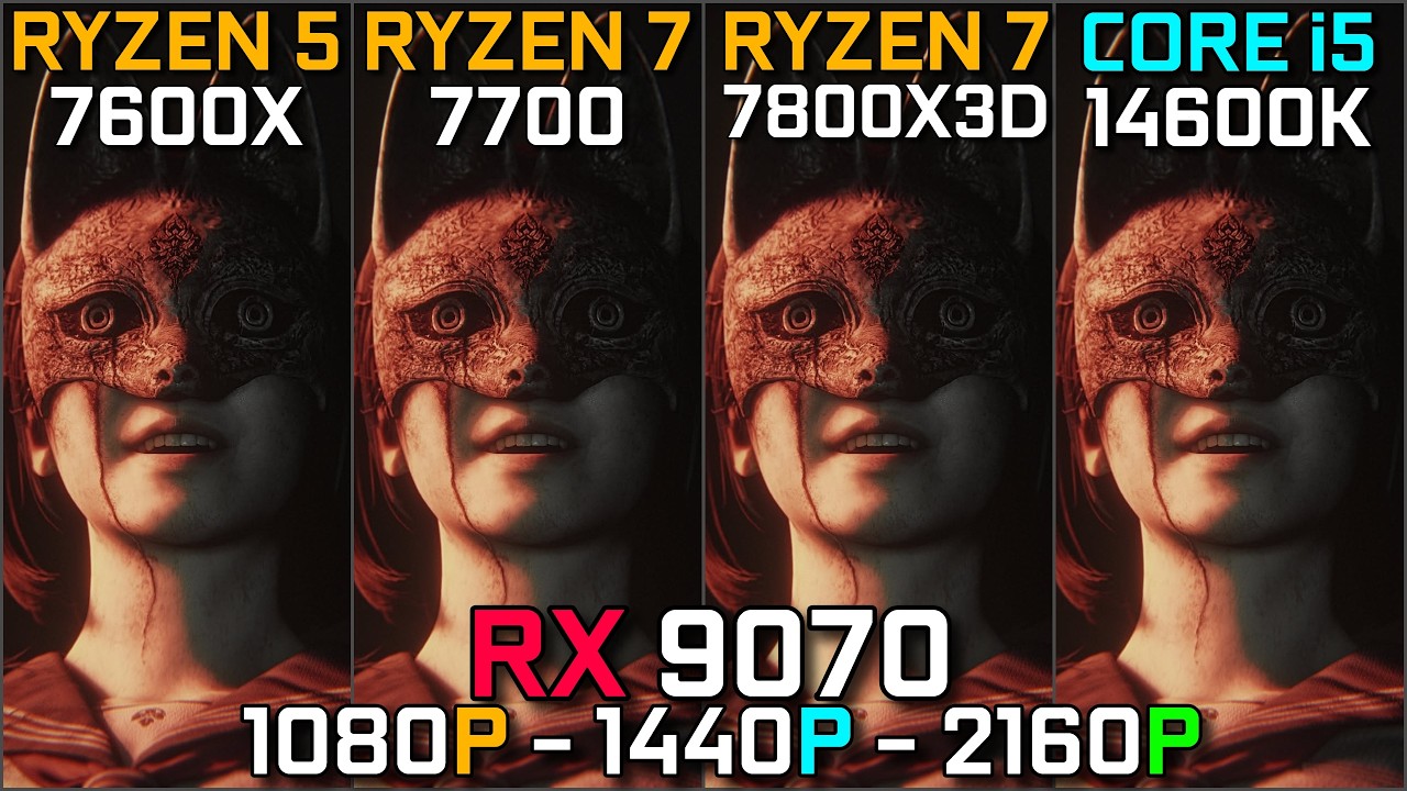Ryzen 5 7600X vs Ryzen 7 7700 vs Ryzen 7 7800X3D vs Core i5 14600K | RX 9070 | 1080p, 1440p & 4K