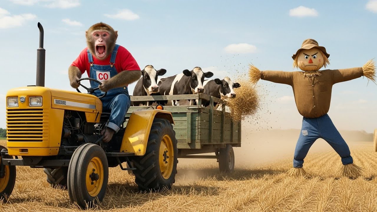 Monkey CO Drives Crane to Rescue Cow from Scarecrow on Halloween 🐒🏗️🐮 | CO RESCUE TEAM