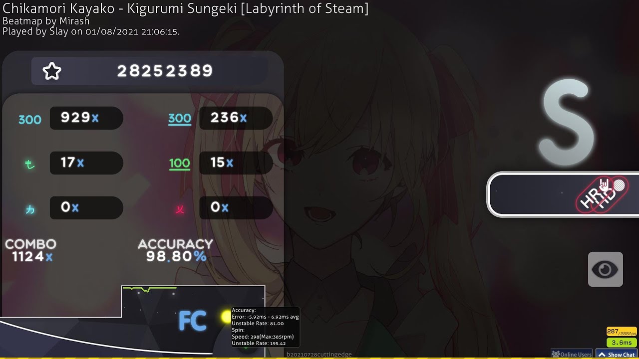 [osu!] Chikamori Kayako - Kigurumi Sungeki [Labyrinth of Steam] +HDHR FC