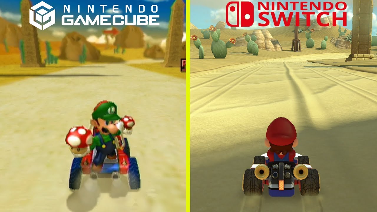 Mario Kart: Double Dash vs Mario Kart 8 Deluxe Gamecube vs Switch Classic Tracks Graphics Comparison