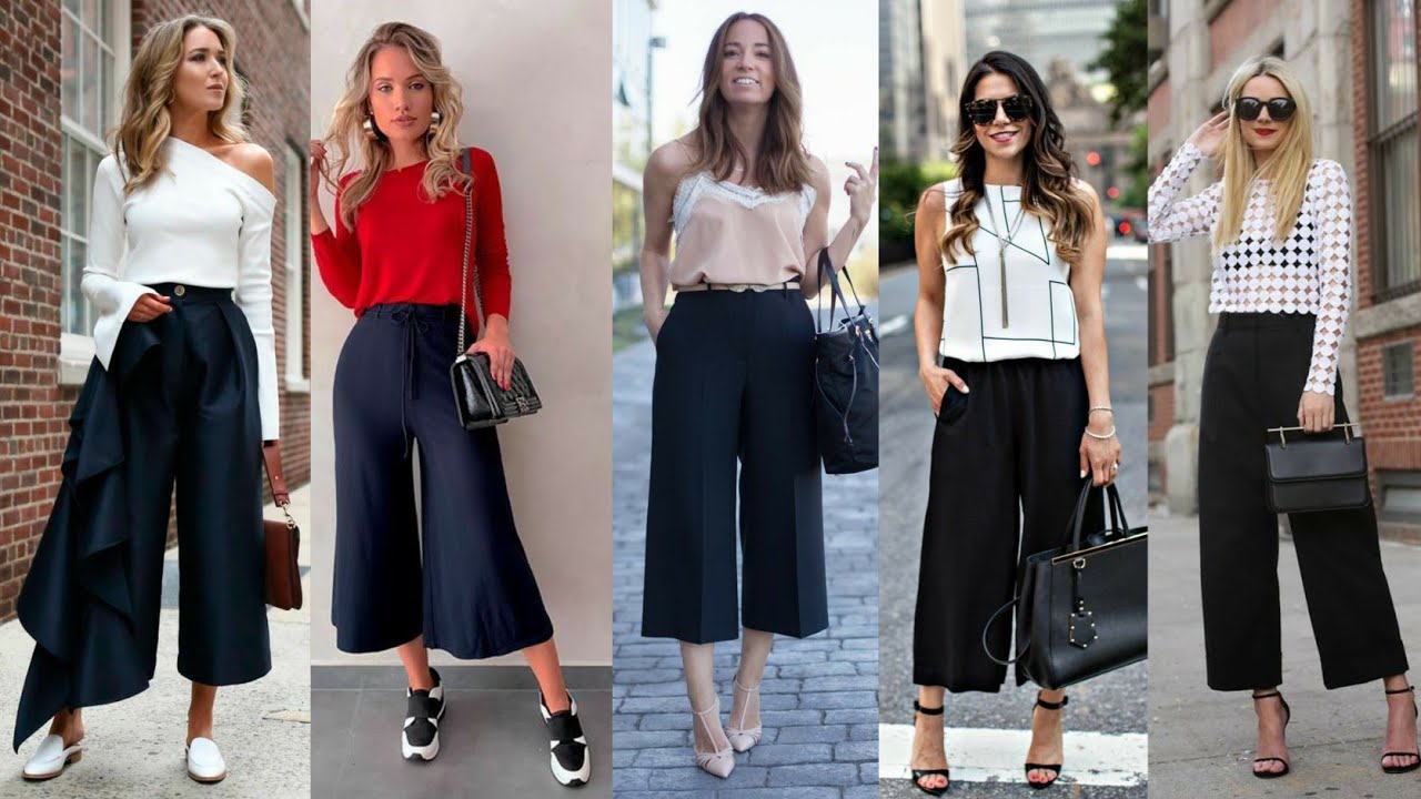 COMO COMBINAR UN PANTALON CULOTTE NEGRO  PARA LUCIR  ALEGRE Y BONITA MODA MUJER ACTRATIVA 💋