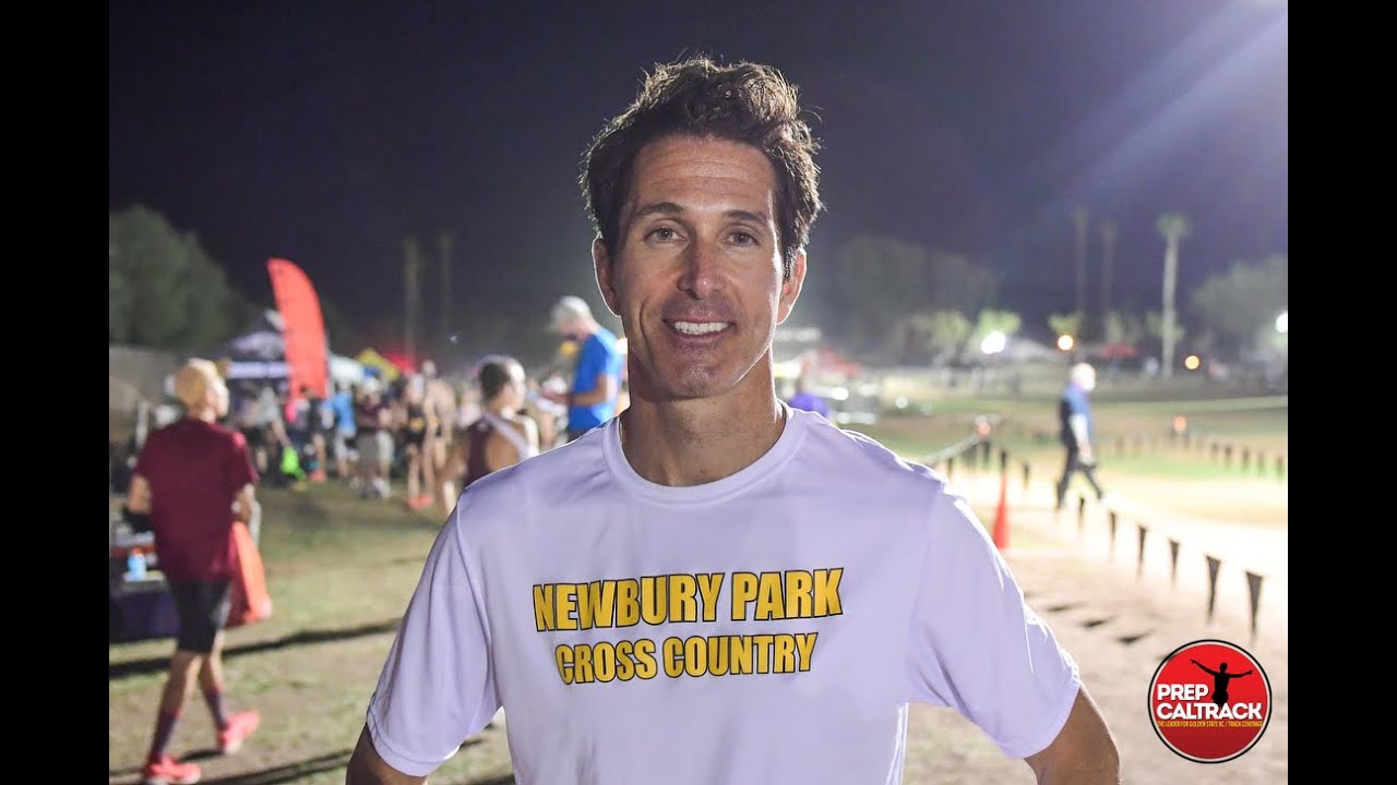 Newbury Park cross country coach Sean Brosnan at 2020 Desert Twilight XC Festival