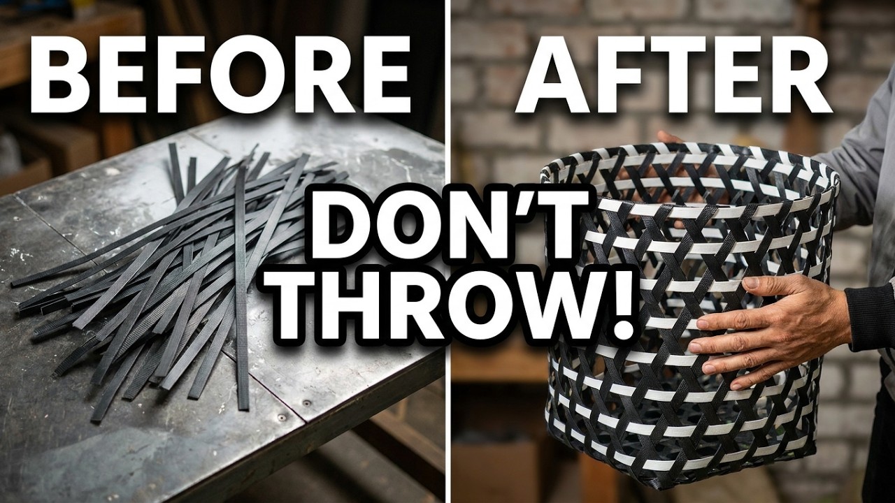 Don’t Throw Plastic Strips Away! Make a Strong Hexagon Laundry Basket | Easy DIY Recycling Idea