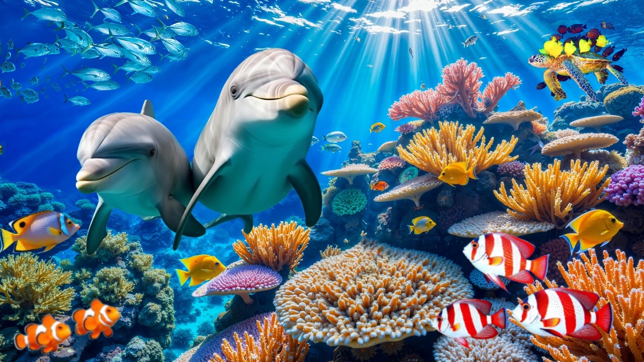 Peaceful Relaxing Piano Music 🐠 Sea Animals & Coral Reef Ambience for Relaxation and Calming Sleep