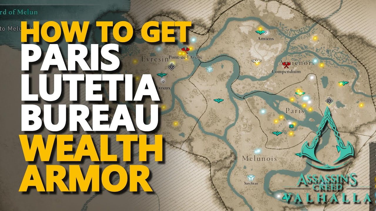 Lutetia Bureau Wealth Armor Gear Key Joyeuse Location Assassin's Creed Valhalla