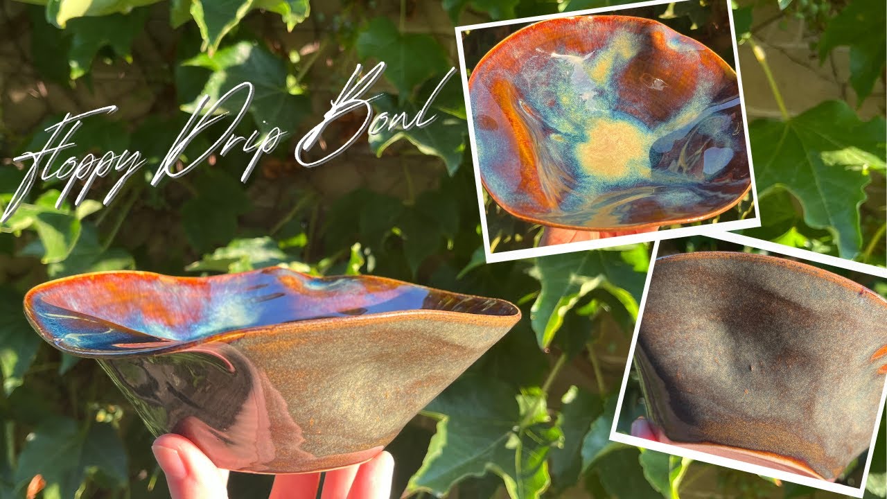 Wheel Throwing Process of a Wide Flared Rim Bowl with a Blue Drippy Interior Glaze | Pottery by Sara