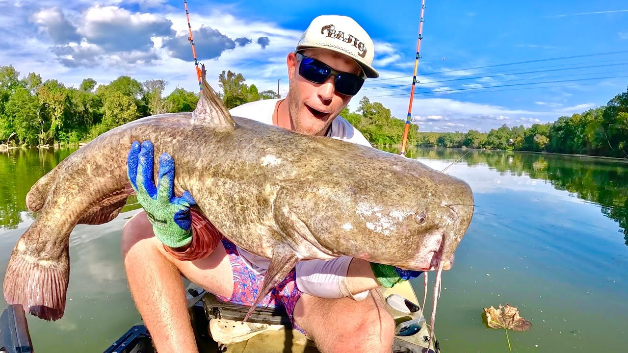 Catching GIANT Catfish from my KAYAK! (Personal Best) + Catch n' Cook
