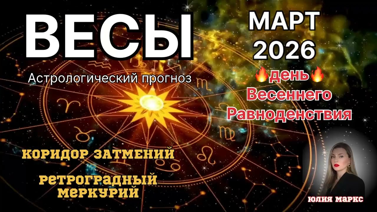 ВЕСЫ ♎️ МАРТ 2026 Коридор Затмений. Ретроградный Меркурий. ДЕНЬ ВЕСЕННЕГО РАВНОДЕНСТВИЯ 🔥