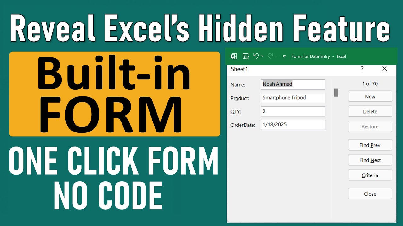 How to Use Excel's Built-In Form for Easy Data Entry