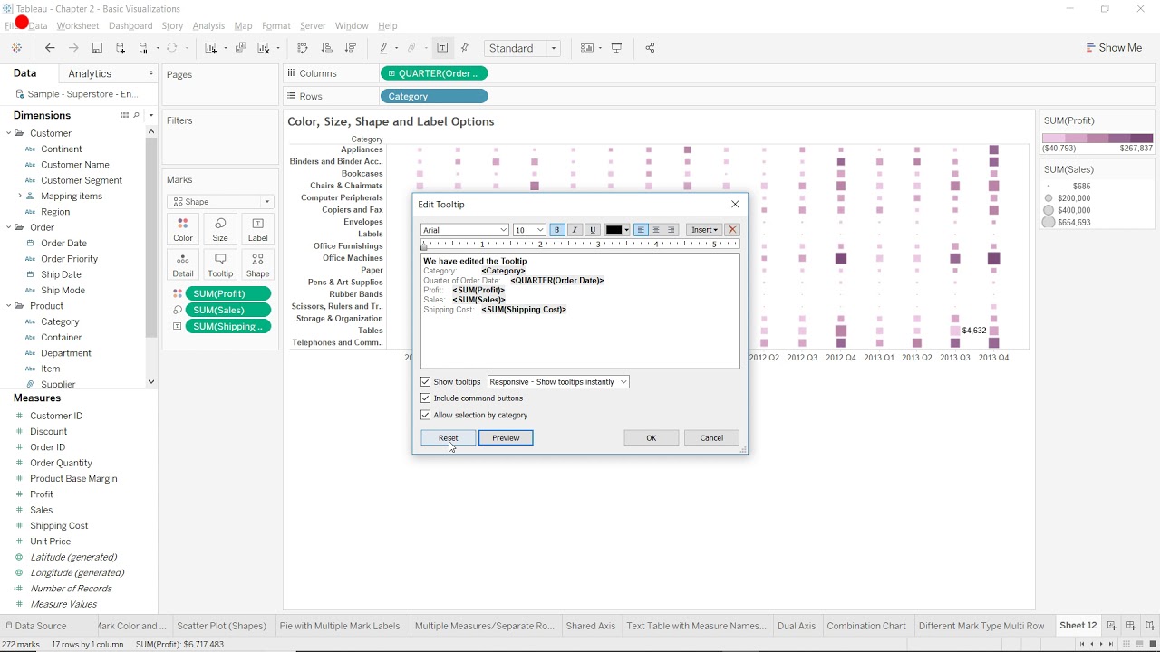 Tableau 101- Customizing Tooltips