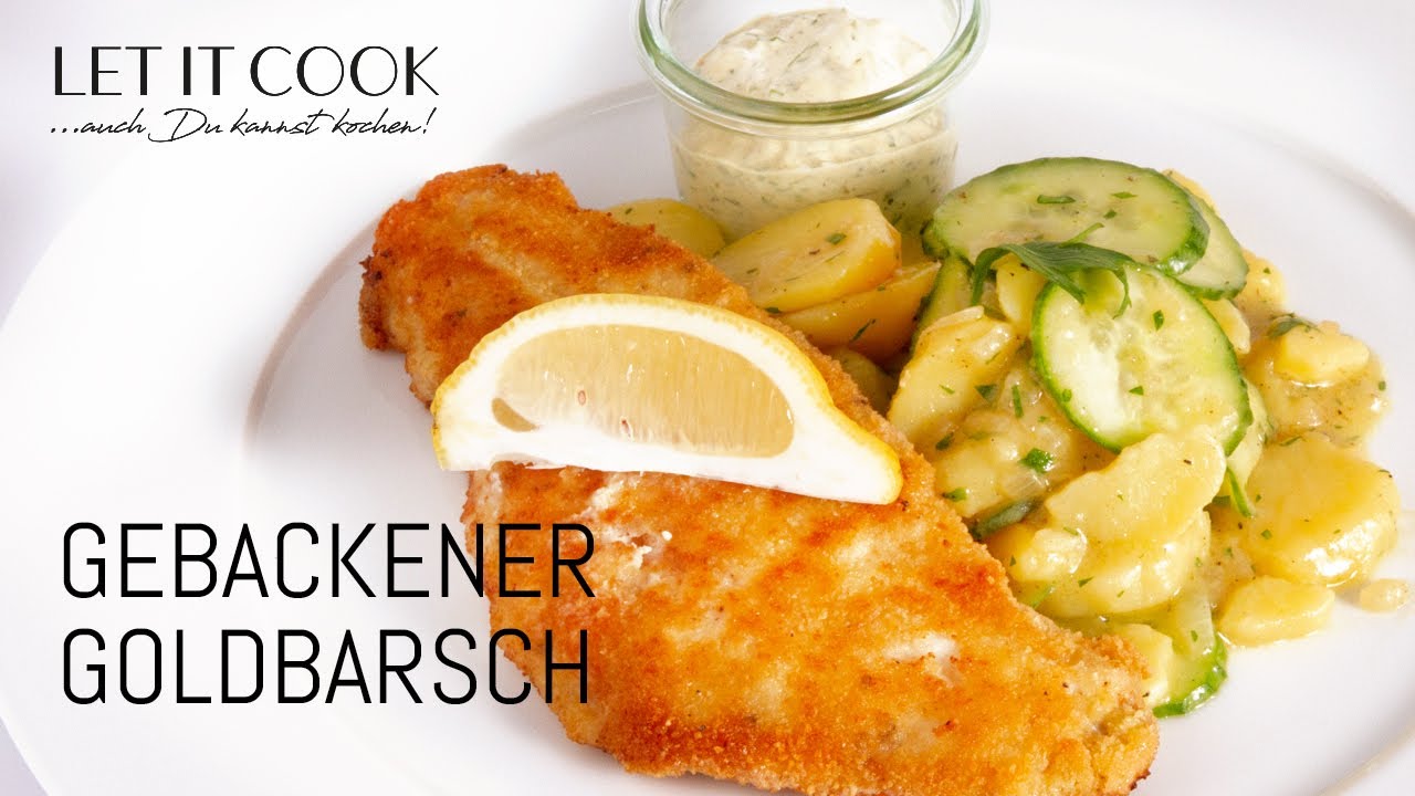 Gebackener Rotbarsch mit Sauce Remoulade und Kartoffel-Gurkensalat