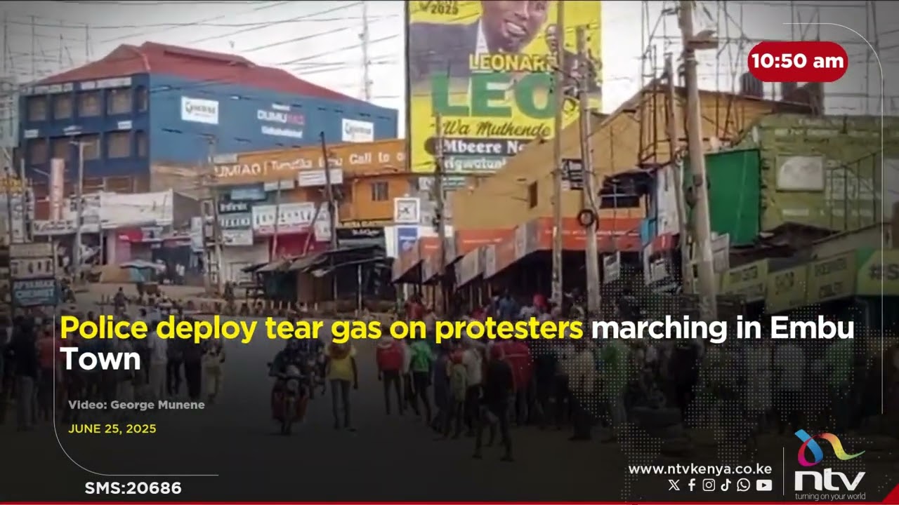 Police deploy tear gas on protesters marching in Embu Town