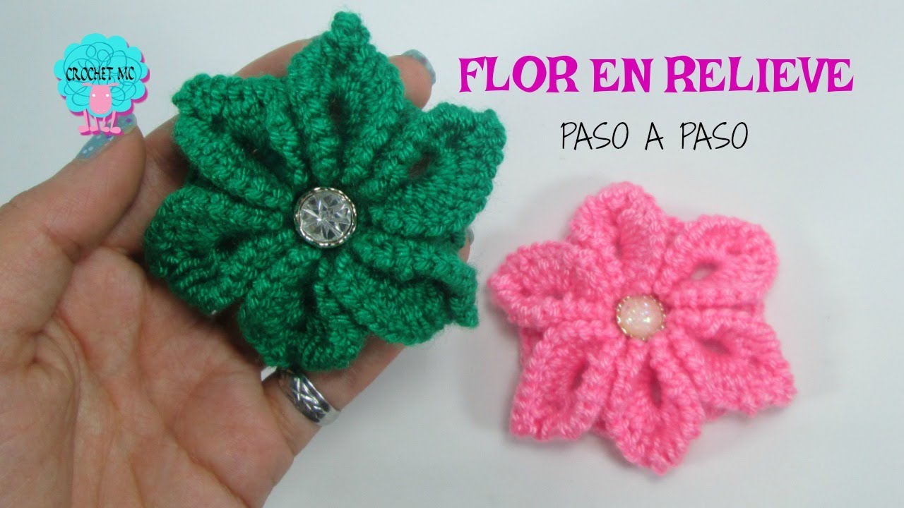 Tutorial flor de 6 pétalos en relieve - crochet