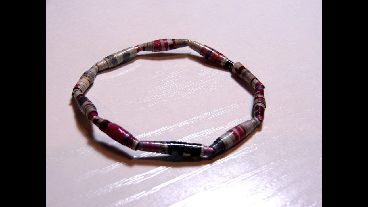 Reciclaje Manualidades - Pulsera con cuentas de papel