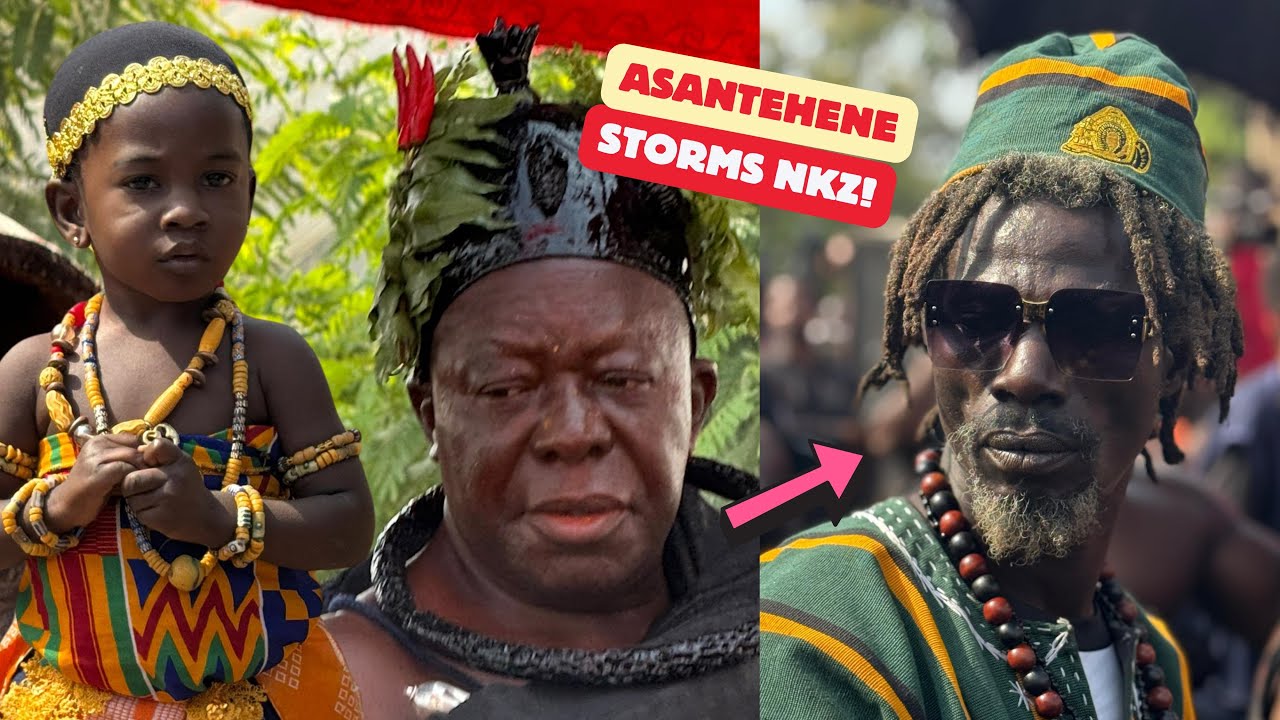 Asantehene Arrives at NKZ Queen Mother’s Funeral with Lion – Must See!