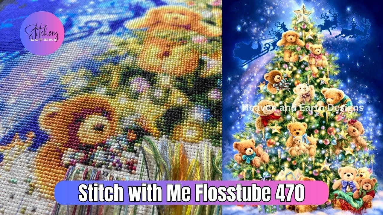 Continuing to Stitch HAED Mini Teddy Bear Tree | Close Up SWM | Flosstube #470 | STITCHERY LOVERS