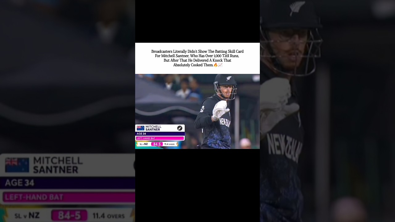 Broadcasters Literally Didn't Show The Batting Skill Card For Mitchell Santner🤯|#mitchellsantner