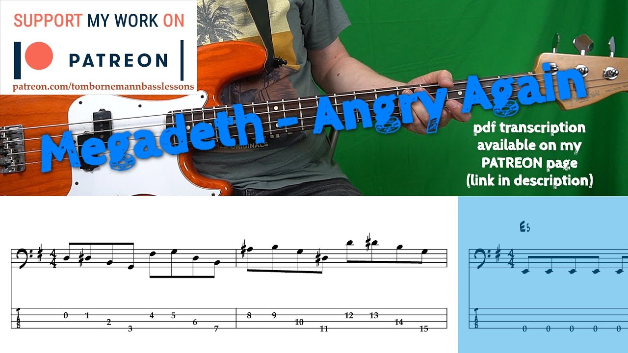 Megadeth - Angry Again (Bass cover with tabs)
