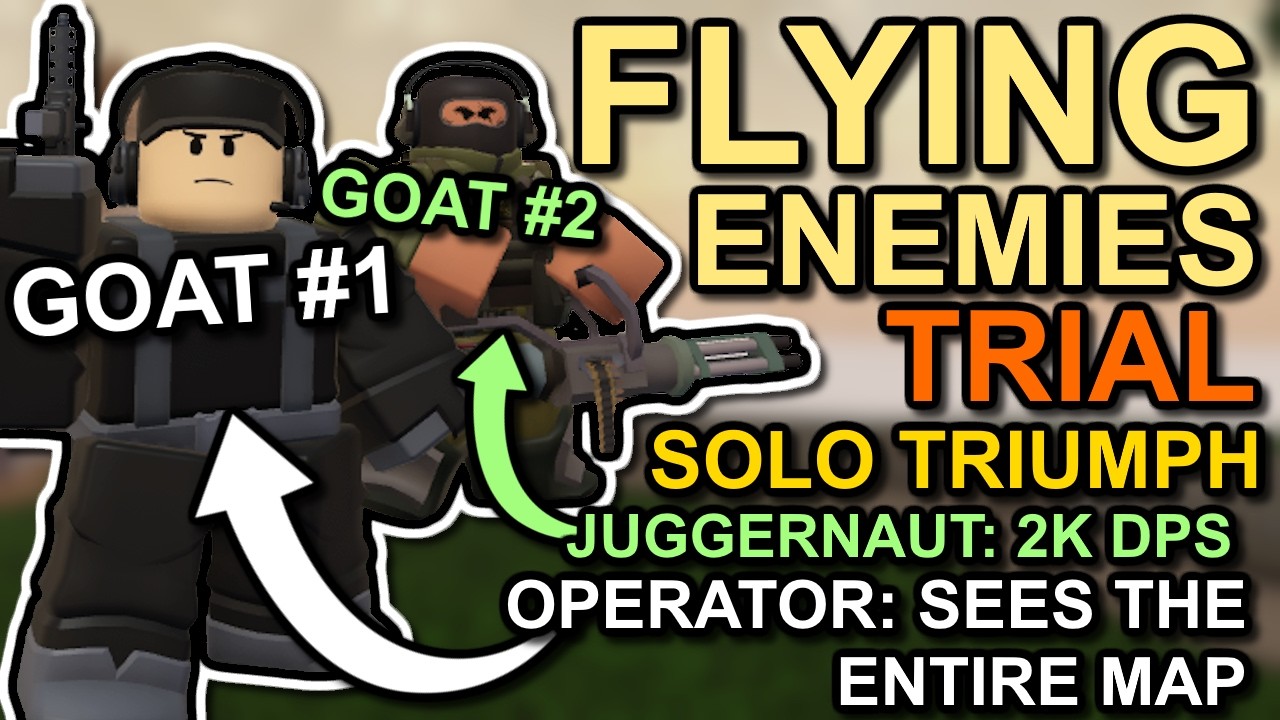 Flying Enemies Trial SOLO Triumph w/ OPERATOR & JUGGERNAUT! (TDS Roblox)