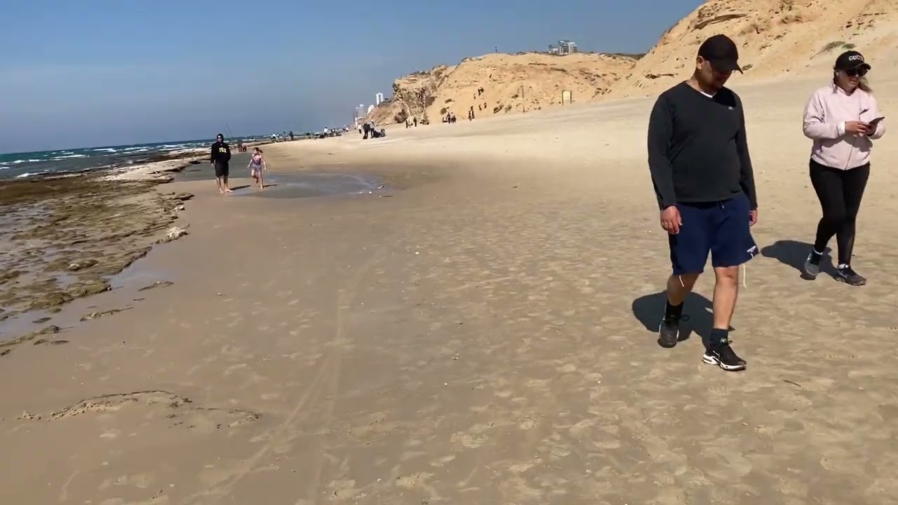 Lagoon Beach Netanya ,Israel -It's a high promenade on a cliff above the sea and the seashore -