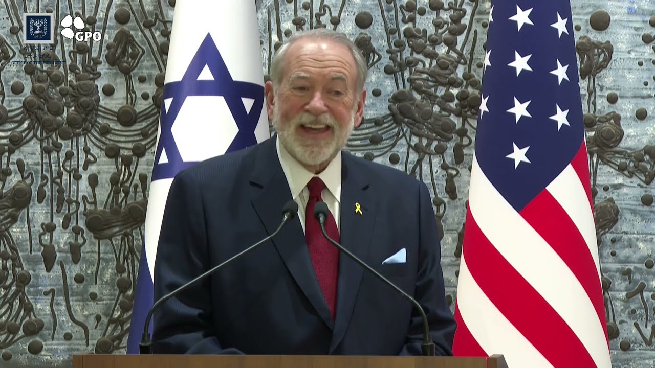 U.S. Ambassador Mike Huckabee presents his credentials to Israeli President, Isaac Herzog.