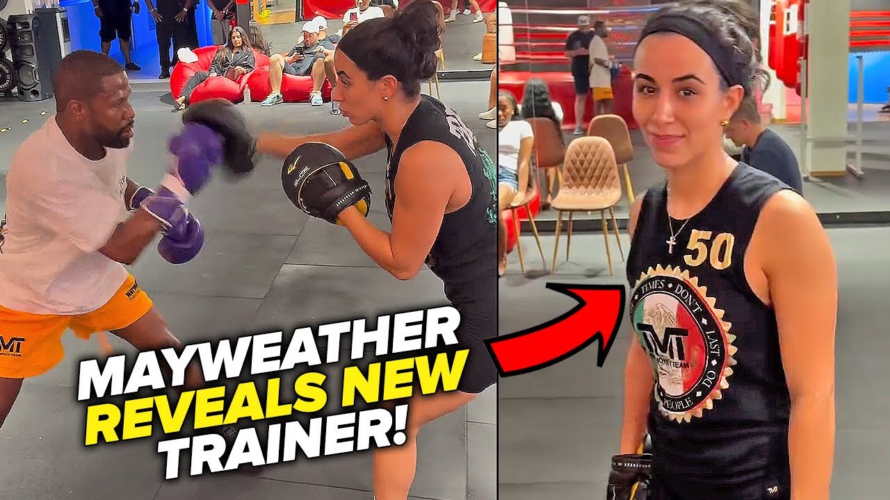 Floyd Mayweather Jr reveals NEW female trainer! Displays AMAZING mitt work at 47!