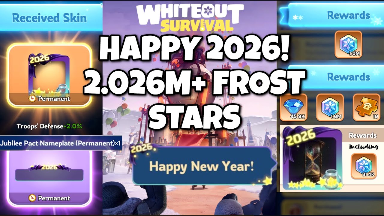 Happy 2026! 2.026M+ FROST STARS. City Rename, UNLOCKING Avatar Frame, Name Plate Whiteout Survival❄️