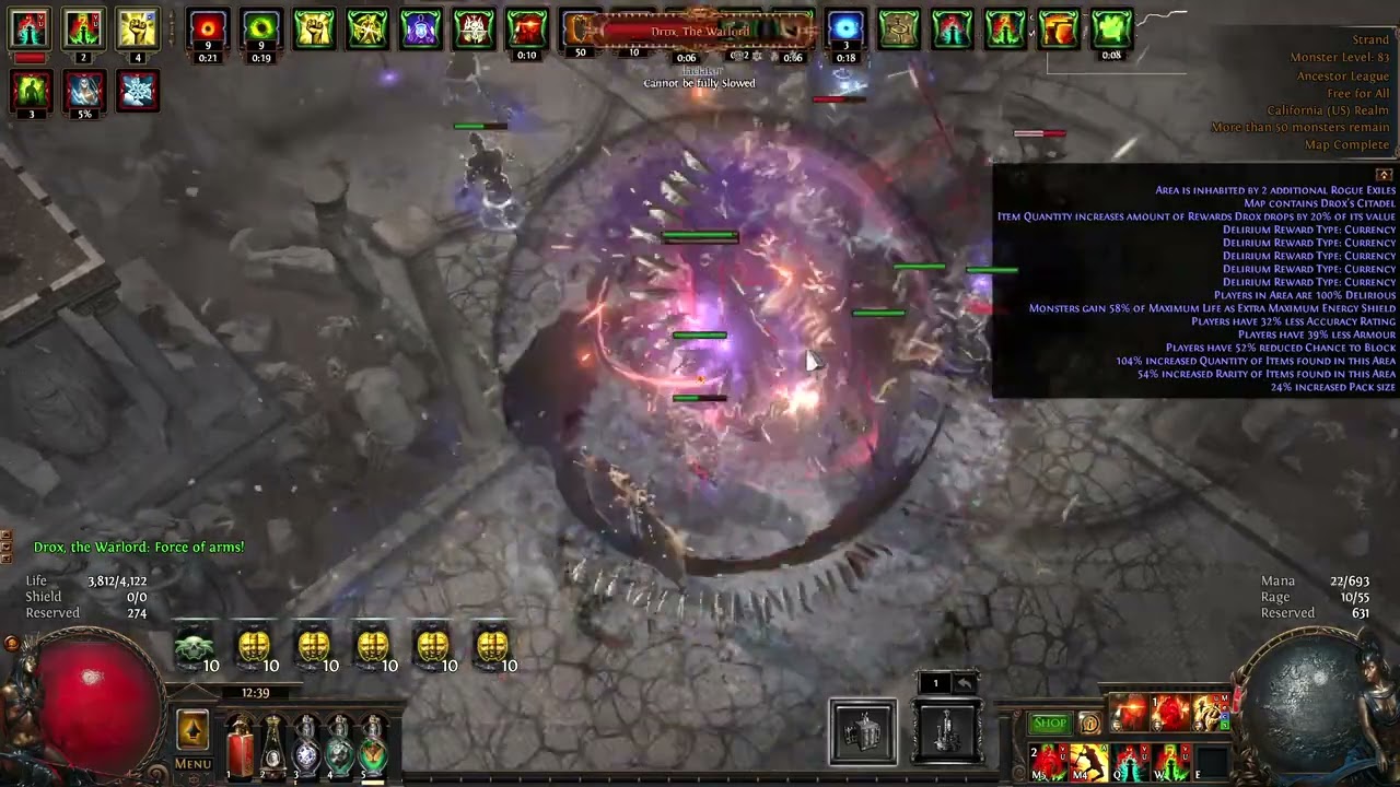 Tainted pact crit boneshatter slayer dps showcase vs 100% deli drox
