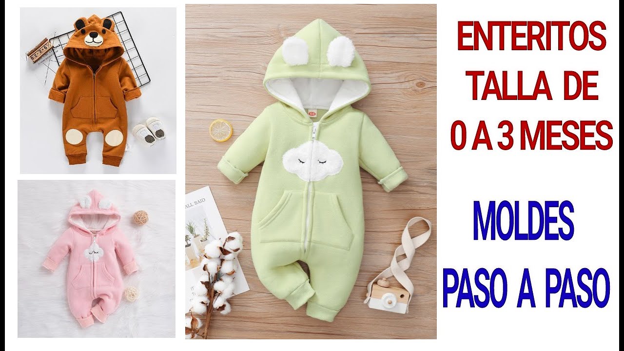ENTERITOS PARA BEBES EN TALLA DE 0 A 3 MESES 💖 MOLDES PASO A PASO 💖💖