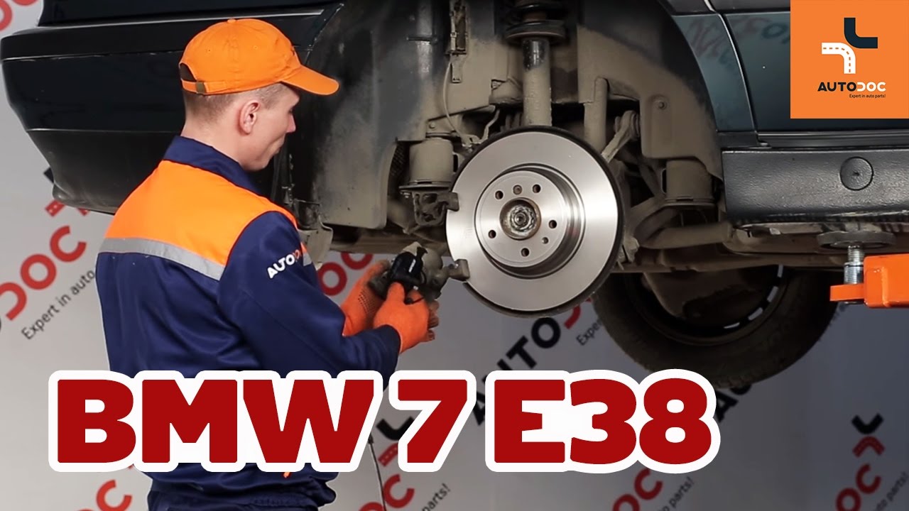 How to change rear brake discs and brake pads BMW 7 E38 TUTORIAL | AUTODOC